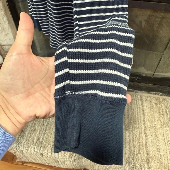 Mens Merona Blue & White Striped Long Sleeve Henley - Picture 4 of 4